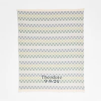 Multi Checker Cool Jacquard Woven Organic Cotton Baby Stroller Blanket