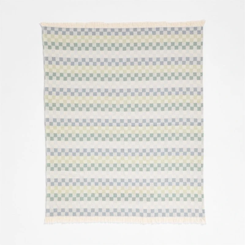 Multi Checker Cool Jacquard Woven Organic Cotton Baby Stroller Blanket