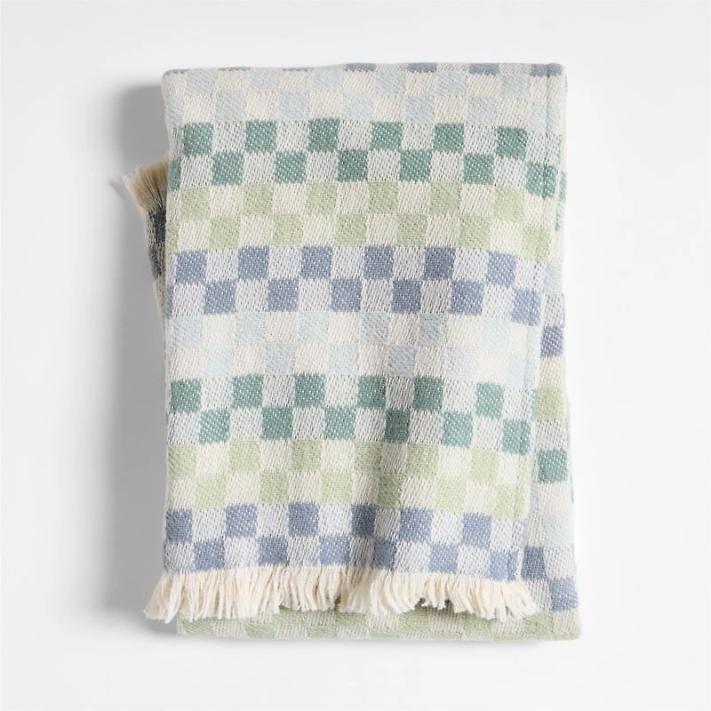 Multi Checker Cool Jacquard Woven Organic Cotton Baby Stroller Blanket