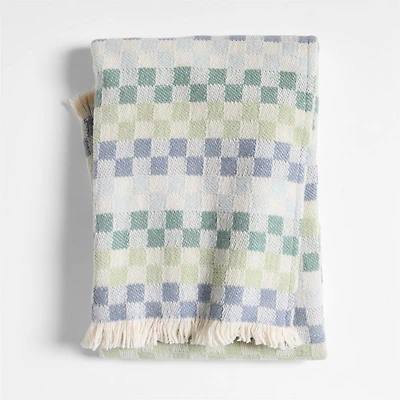 Multi Checker Cool Jacquard Woven Organic Cotton Baby Stroller Blanket