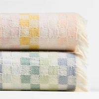 Multi Checker Cool Jacquard Woven Organic Cotton Baby Stroller Blanket