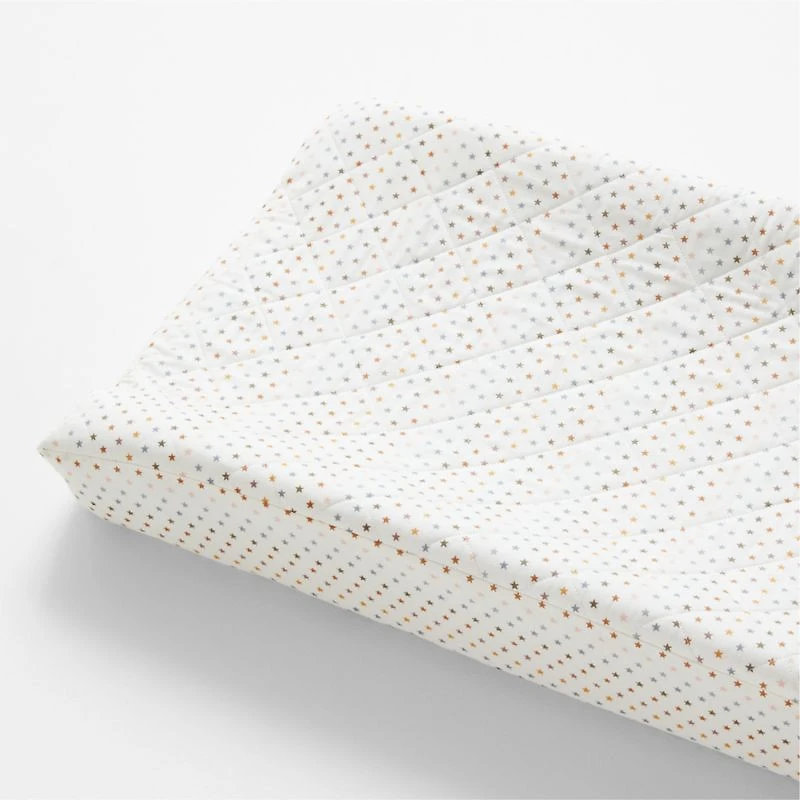 Stay Cool Multicolor Star Organic Cotton Baby Changing Pad Cover