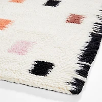 Multi Scattered Checks Washable Wool Shag Kids Rug 4x6