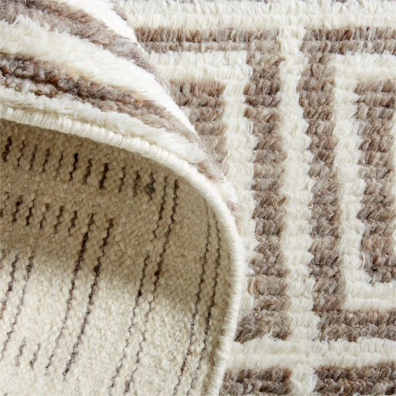 Mykonos Wool-Blend Hand-Knotted Taupe Brown Area Rug 6'x9'