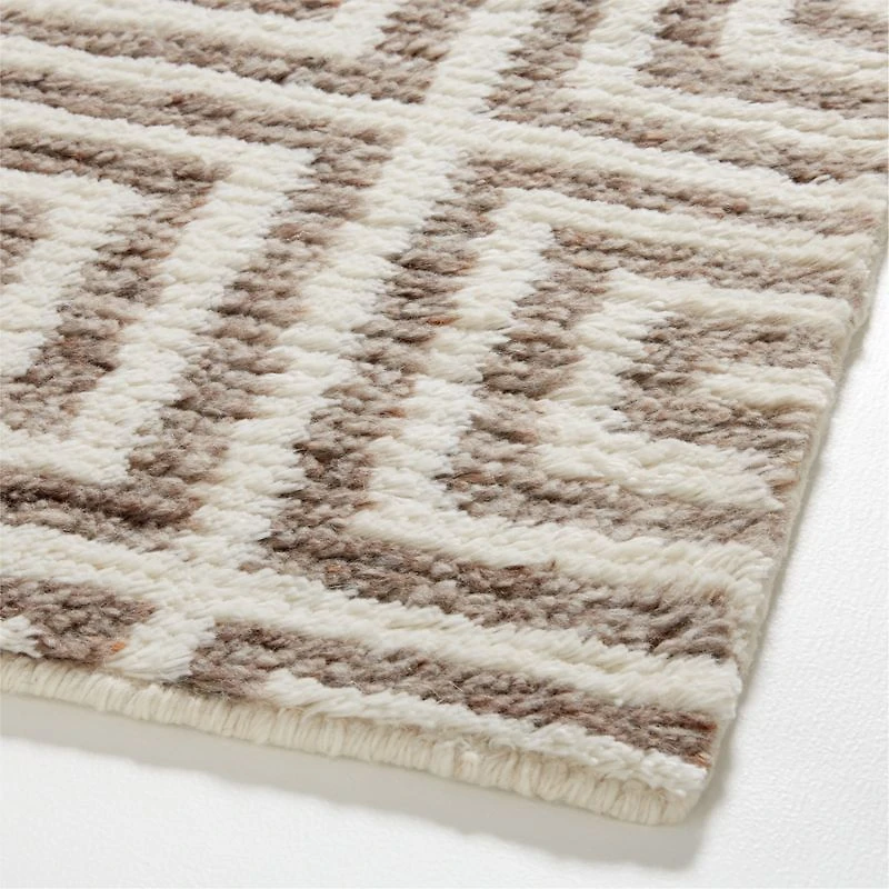 Mykonos Wool-Blend Hand-Knotted Taupe Brown Area Rug 6'x9'