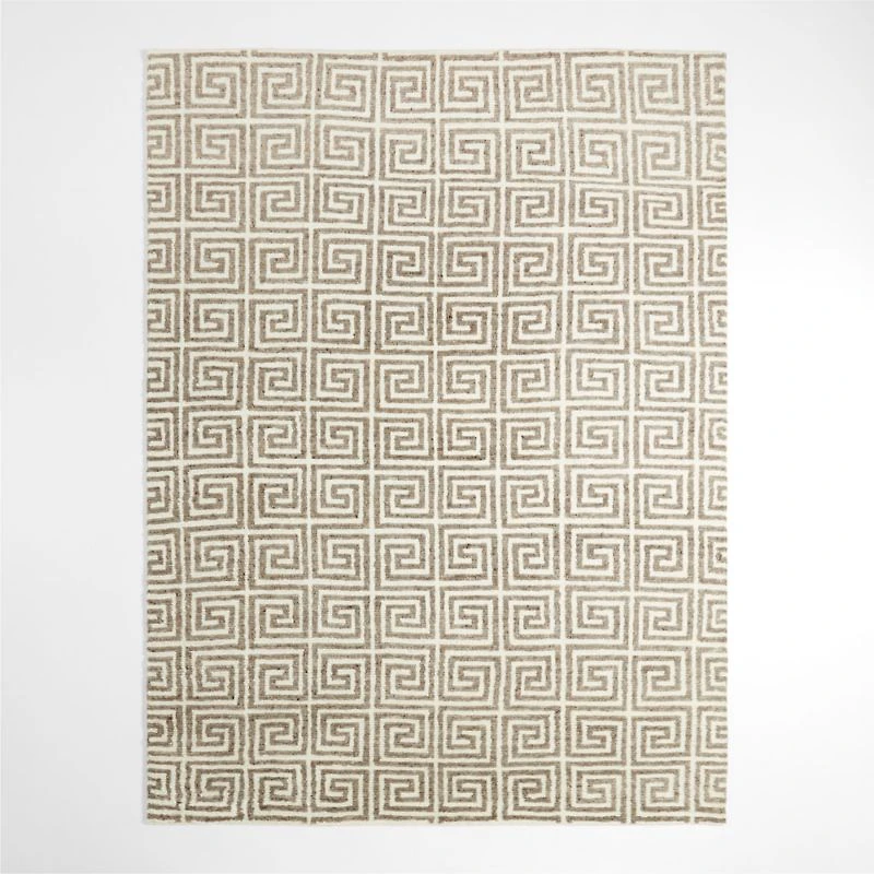 Mykonos Wool-Blend Hand-Knotted Taupe Brown Area Rug 6'x9'