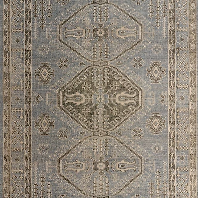 Naples Performance Traditional Blue Handknotted Rug Swatch 12"x18"