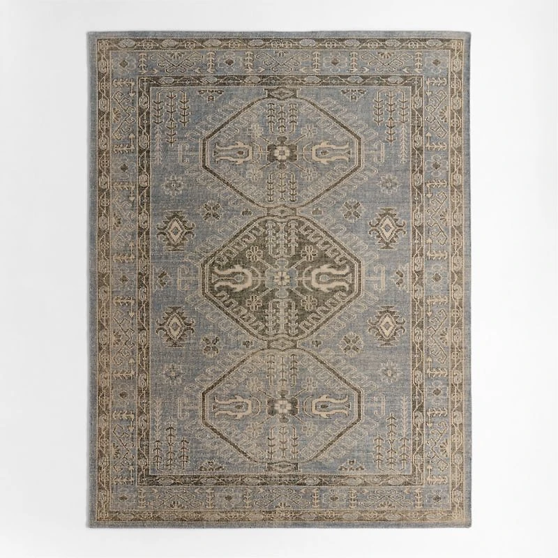 Naples Performance Traditional Blue Handknotted Area Rug 8'x10'
