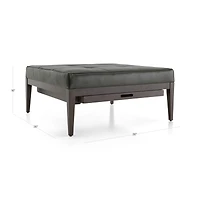 Nash Leather Tufted Square Ottoman with Tray