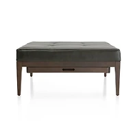 Nash Leather Tufted Square Ottoman with Tray