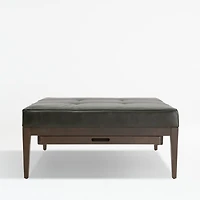 Nash Leather Tufted Square Ottoman with Tray