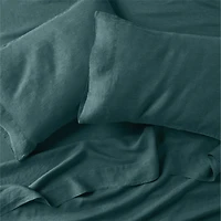 Aire Natural Hemp Sea Green Queen Bed Sheet Set