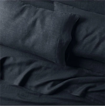 Aire Natural Hemp Midnight Navy Blue Twin/Twin XL Bed Sheet Set