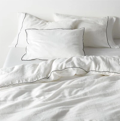 Aire Natural Hemp Merrow Stitch Crisp White Twin/Twin XL Duvet Cover
