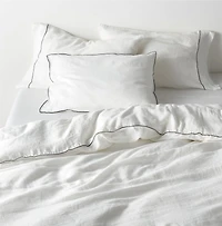 Aire Natural Hemp Merrow Stitch Crisp White Twin/Twin XL Duvet Cover