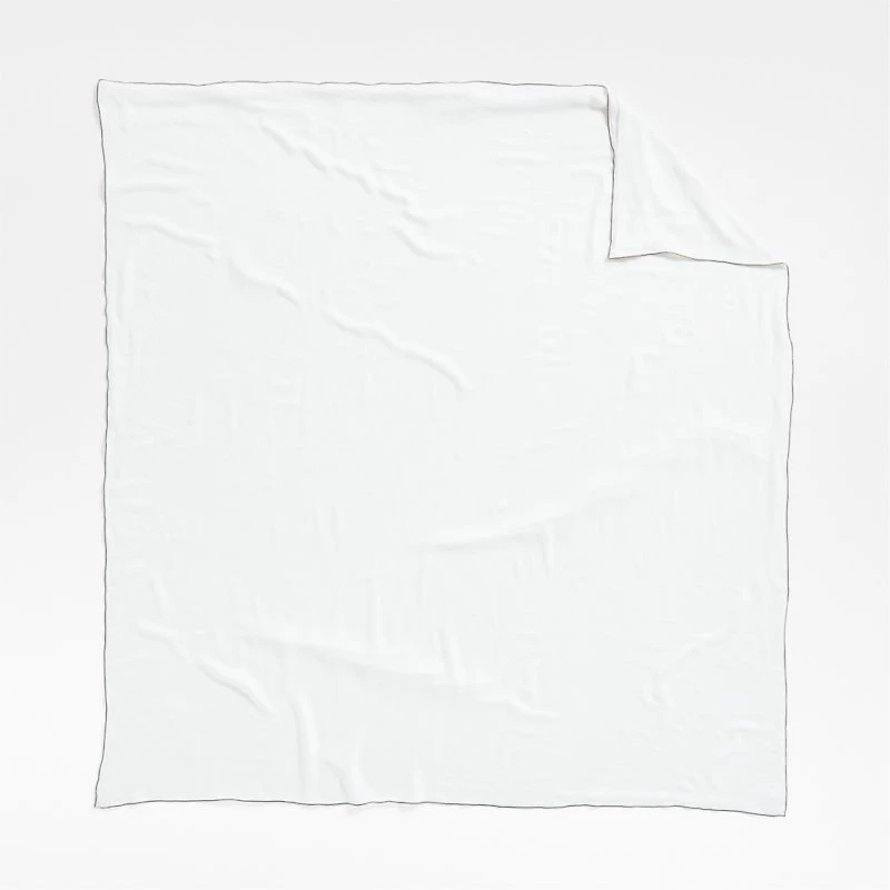 Aire Natural Hemp Merrow Stitch Crisp White Twin/Twin XL Duvet Cover
