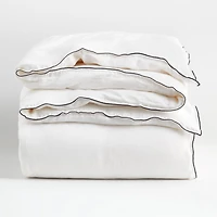 Aire Natural Hemp Merrow Stitch Crisp White Twin/Twin XL Duvet Cover