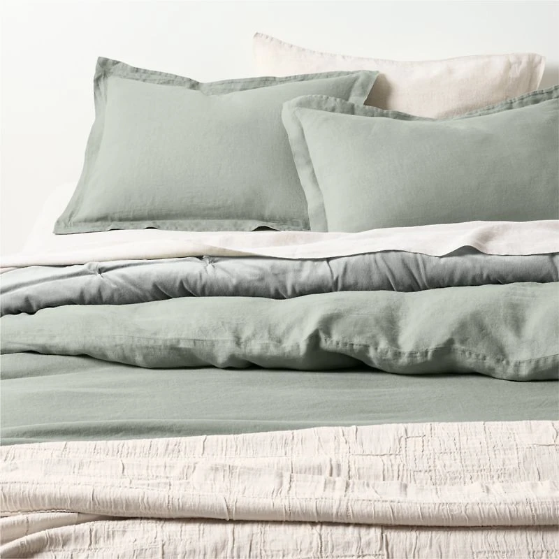 Aire Natural Hemp Shadow Sage Green King Duvet Cover