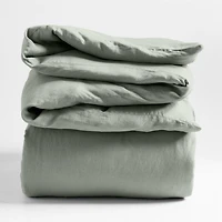 Aire Natural Hemp Sage Shadow Green Full/Queen Duvet Cover