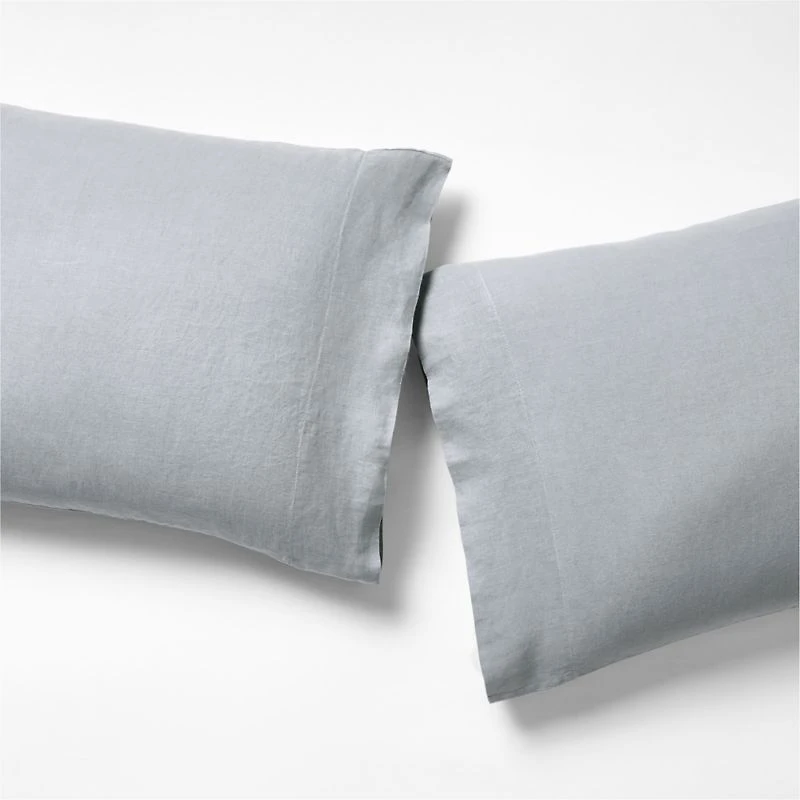 Aire Natural Hemp Smoke Blue King Pillowcases, Set of 2