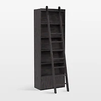 Natasha Dark Chocolate Pine Wood Bookcase with Ladder Set