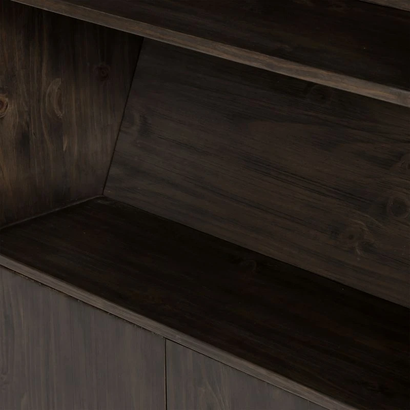 Natasha Dark Chocolate Pine Wood Bookcase with Ladder Set