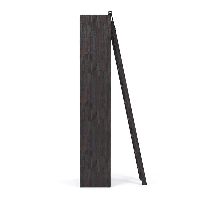 Natasha Dark Chocolate Pine Wood Bookcase with Ladder Set