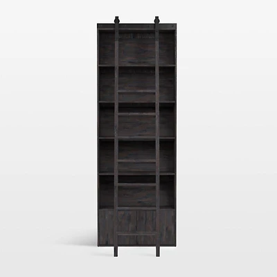 Natasha Dark Chocolate Pine Wood Bookcase with Ladder Set