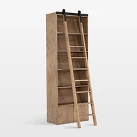 Natasha Solid Pine Wood Bookcase with Ladder Set