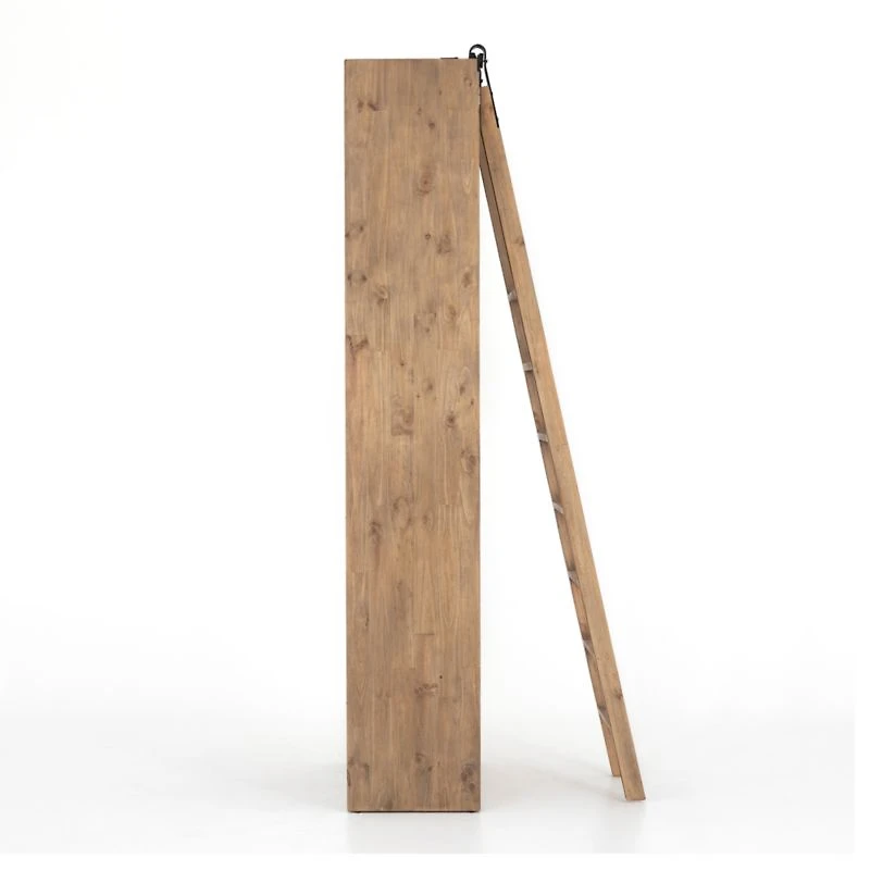 Natasha Solid Pine Wood Bookcase with Ladder Set