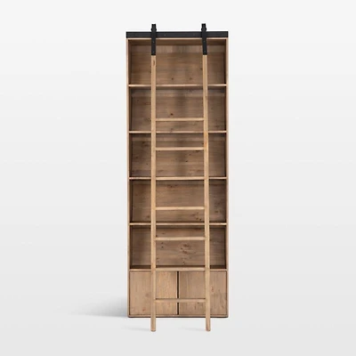 Natasha Solid Pine Wood Bookcase with Ladder Set