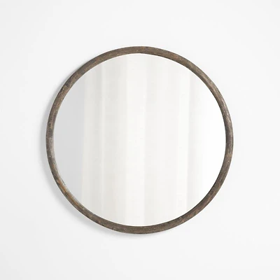 Natia Ebonized Oak Round Wall Mirror 36"