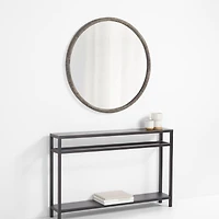 Natia Ebonized Oak Round Wall Mirror 36"