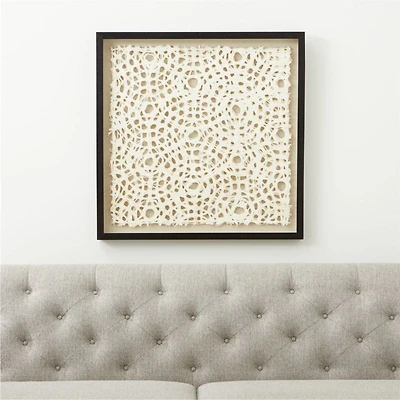 "Natural Circles" Framed Hand-Crafted Paper Wall Art 31.5"x1.8"