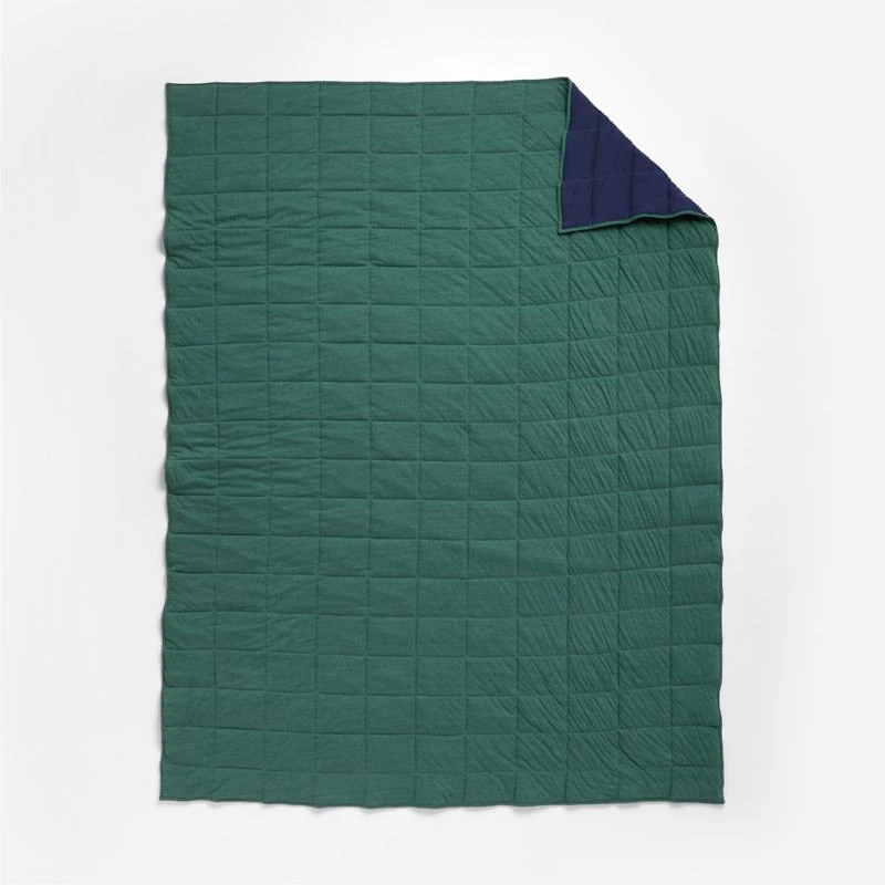 Comfy Tee Navy Blue Reversible Organic Cotton Jersey Kids Twin Quilt