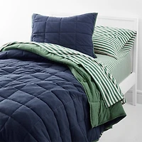 Comfy Tee Green Stripe Organic Cotton Jersey Kids Twin Sheet Set