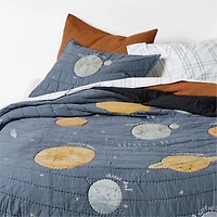 Outer Space Navy Blue Organic Cotton Kids Twin Quilt