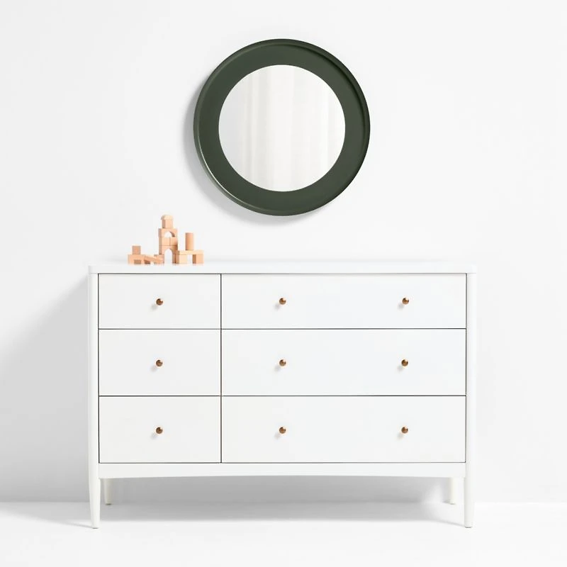 Nello Olive Green Metal 24" Round Wall Mirror