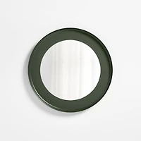 Nello Olive Green Metal 24" Round Wall Mirror