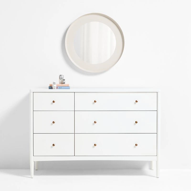 Nello Cream Metal 24" Round Wall Mirror