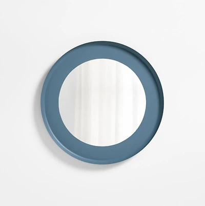 Nello Slate Blue Metal 24" Round Wall Mirror