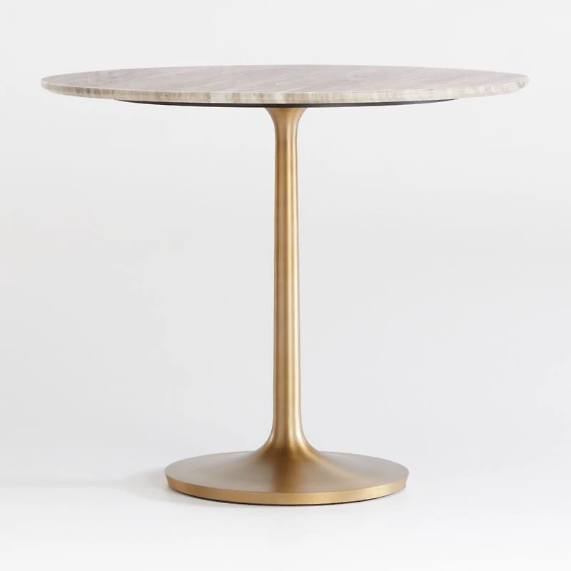 Nero 36" Brown Marble Dining Table with Brass Base