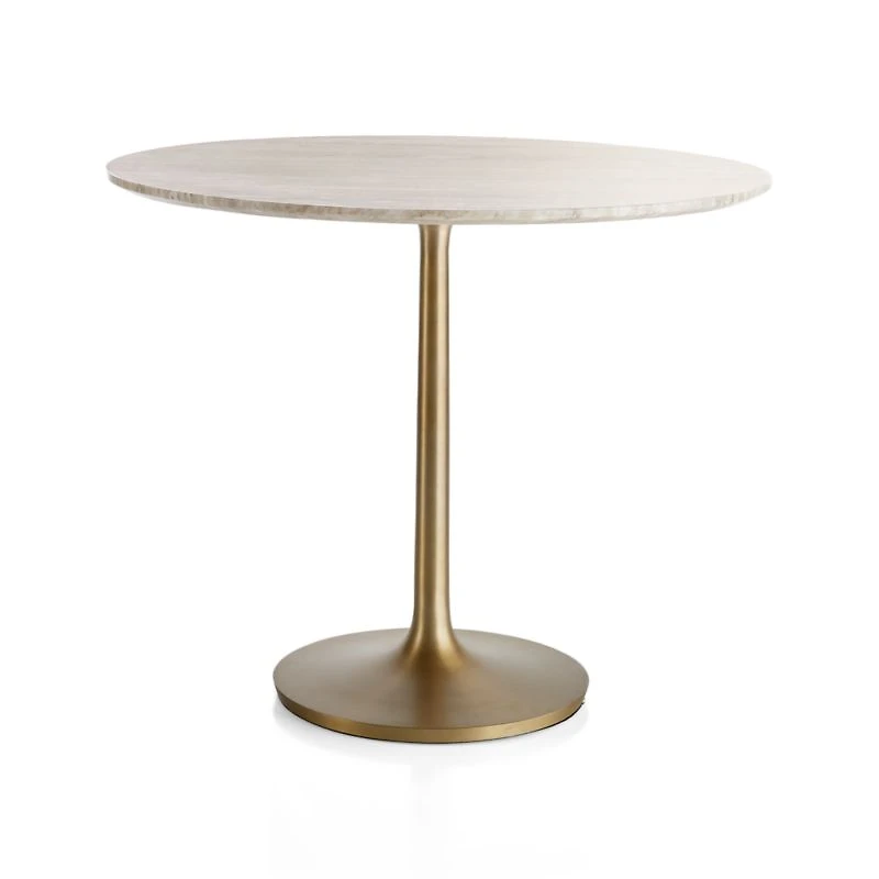 Nero 36" Brown Marble Dining Table with Brass Base