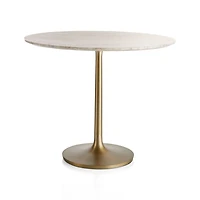Nero 36" Brown Marble Dining Table with Brass Base