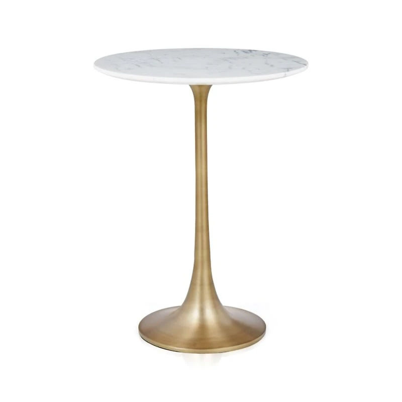 Nero White Marble Round Accent Table