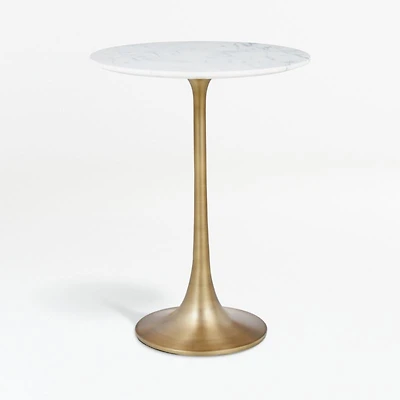 Nero White Marble Round Accent Table