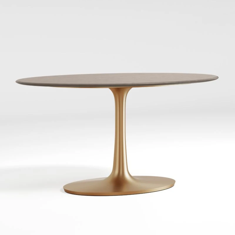 Nero 60" Oval Concrete Dining Table with Brass Base