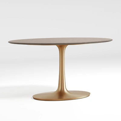 Nero 60" Oval Concrete Dining Table with Brass Base