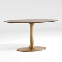 Nero 60" Oval Concrete Dining Table with Brass Base