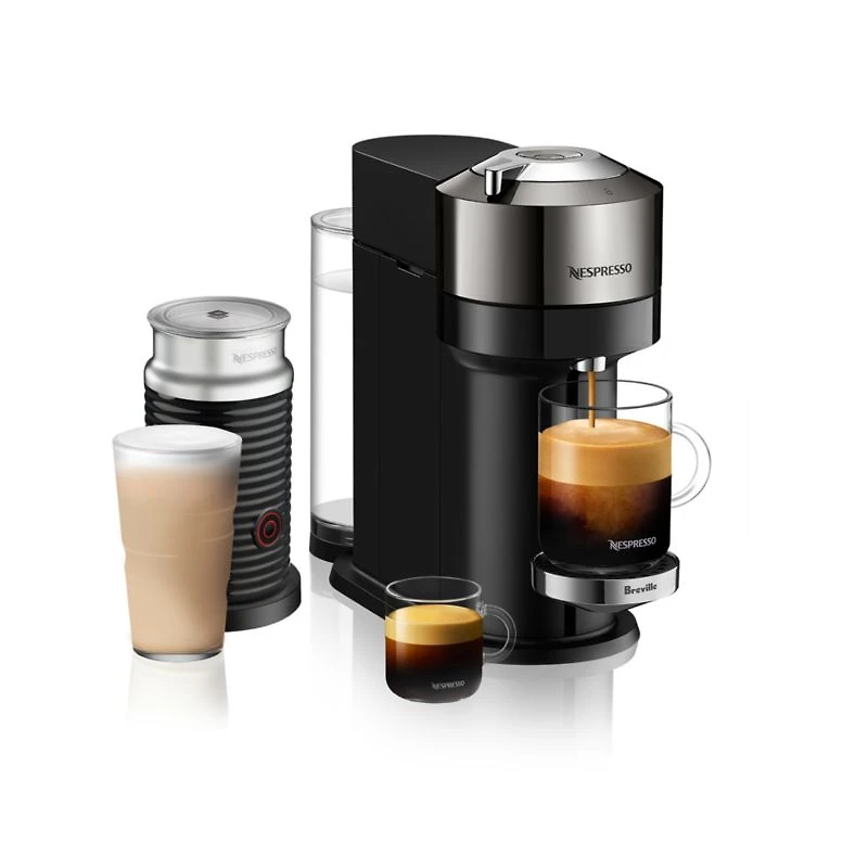 Nespresso ® by Breville ® Vertuo Next Dark Chrome Coffee and Espresso Machine with Aeroccino Frother